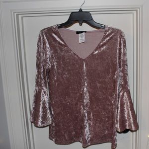 S. LEVINE Crushed Velvet Bell Sleeve Top